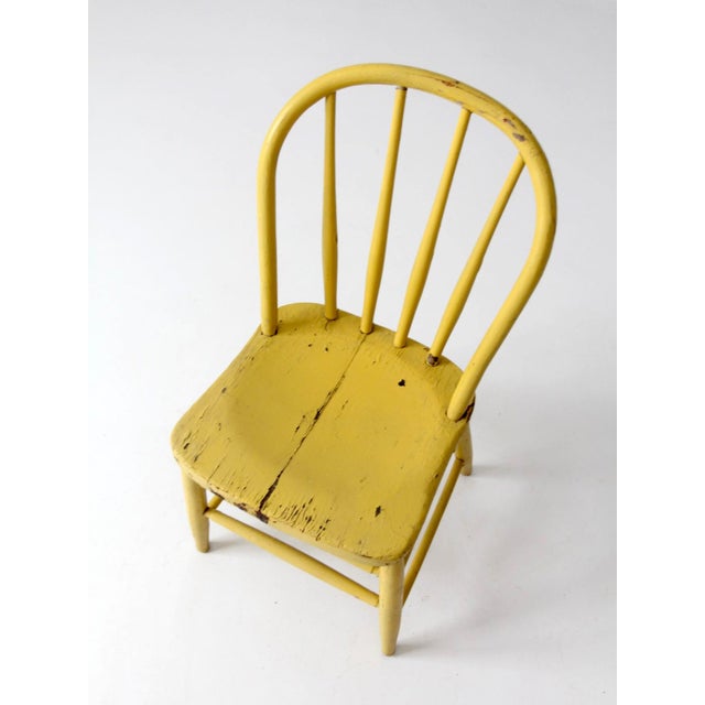 Antique Yellow Painted Windsor Spindle Back Chair For Sale - Image 4 of 12
