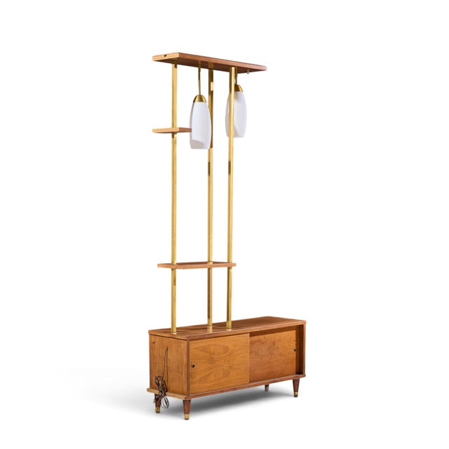 Mid 20th Century Mid Century Walnut and Brass Wall Unit Room Divider For Sale - Image 5 of 10