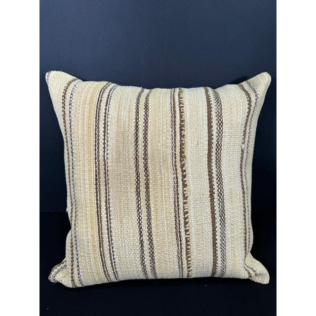 Turkish Hemp Pillow Cushion Natural Beige Brown Cushion Cover 20x20 For Sale - Image 4 of 4