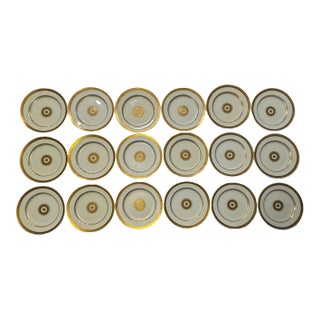 Antique Minton for Tiffany and Co. Gold-Encrusted Dinner Plates - Set of 18 For Sale