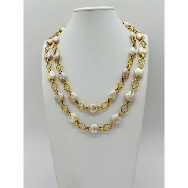 White Estate Valentin Magro Fresh Water Cultured Pearls & Round Diamond Necklace For Sale - Image 8 of 11