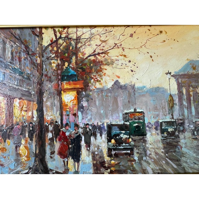 Vintage Parisian Street Scene Oil on Plywood – Framed For Sale - Image 10 of 12