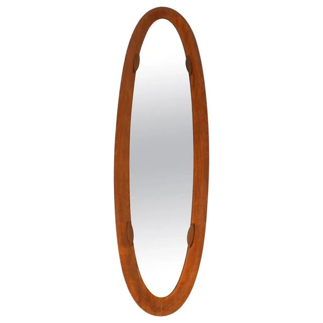 Italian Oval Plywood Mirror attributed to Franco Campo & Carlo Graffi, 1950s For Sale - Image 6 of 6
