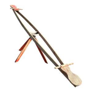 Vintage Folk Art Wood Teeter Totter See Saw Original Red Paint 1950s Americana