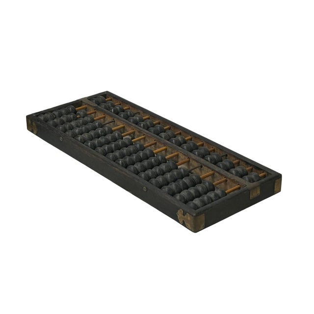 Chinese Chinese Vintage Black Wood Abacus Fengshui Paperweight Display For Sale - Image 3 of 10