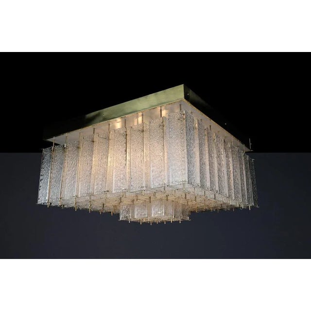 Gold Bohemian Flush Mount in Textured Glass and Brass, 1960s For Sale - Image 8 of 18