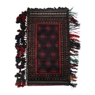 Rug & Kilim’s Baluch Tribal Scatter Rug in Burgundy With Geometric Patterns For Sale