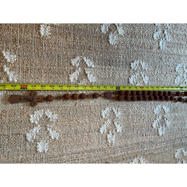 Vintage Large 50 Inch French Roseary Carved Corozo Beads Wooden Cross For Sale In Chicago - Image 6 of 9