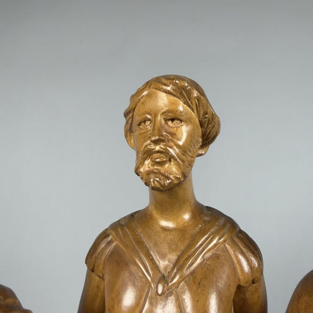 Art Deco Style Carved Wood Sculpture Group from Scurati, 1950s For Sale - Image 11 of 17