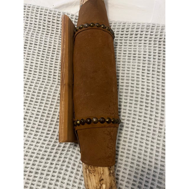 Late 20th Century Large Late 20th Century Bull Horn Steer Longhorn Leather Wrapped and Mounted For Sale - Image 5 of 10