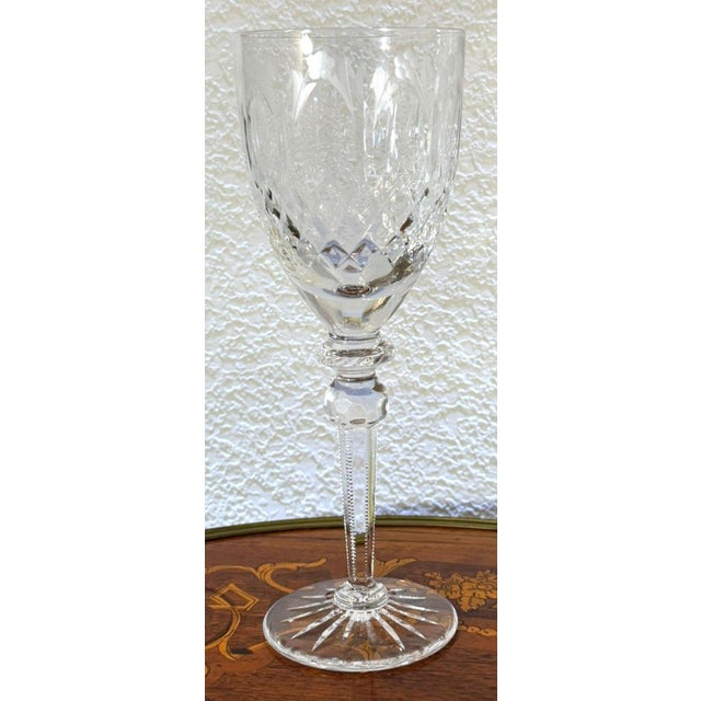 Transparent Rogaska Queen Crystal Water Goblets Set of 4 Cut Floral 9.25" Slovenia For Sale - Image 8 of 11
