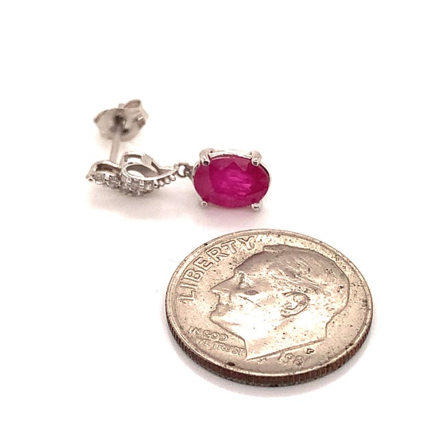 Natural Ruby Diamond Earrings 14k Gold 1.55 TCW Certified For Sale - Image 9 of 14