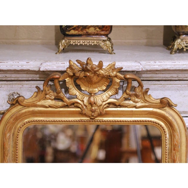 French 19th Century French Louis Philippe Giltwood Mirror With Cartouche Crest For Sale - Image 3 of 7