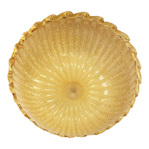 Venetian Traditional Amber Graniglia" Budino" Murano Glass Flush Mount in 70' Style