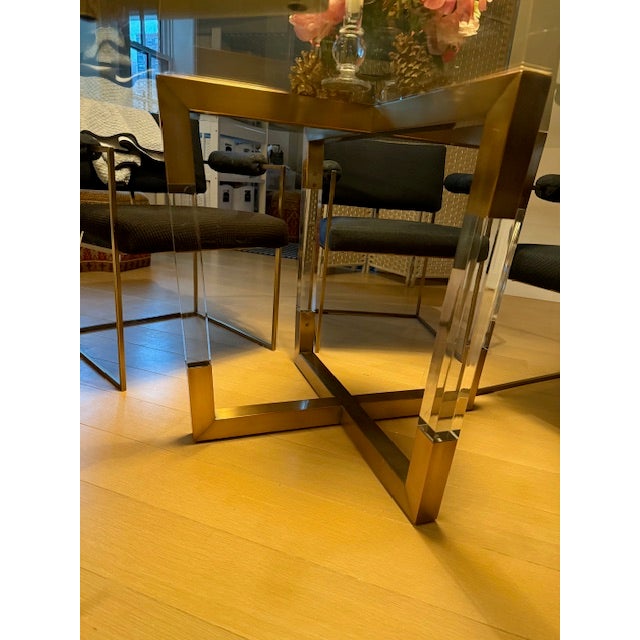 Mecox Acrylic and Brass Dining Table For Sale - Image 4 of 5