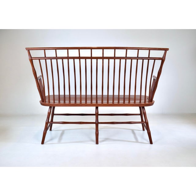 Vintage American Birdcage Windsor Bench, 1990's After Nichols & Stone For Sale - Image 9 of 14