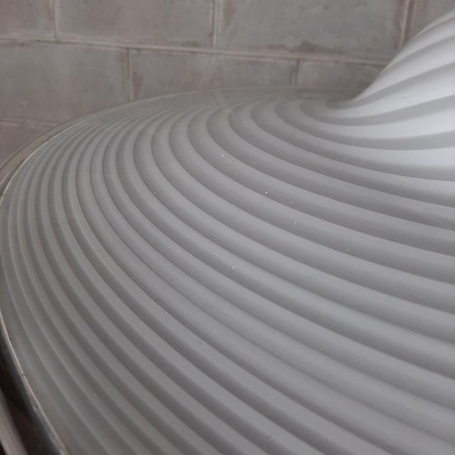 Modern White Swirl Spiral Murano Glass Pendant, 1960s For Sale - Image 11 of 15