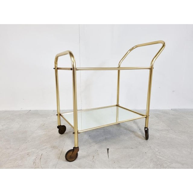 Vintage Brass Drinks Trolley, 1960s For Sale - Image 4 of 12