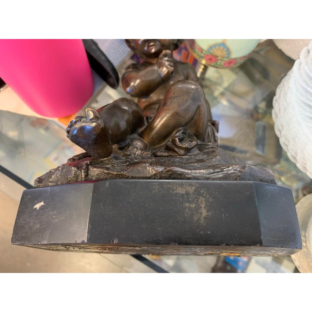 Vintage Bronze Cherub Figure For Sale - Image 9 of 11