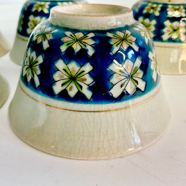 Vintage Chinoiserie Boho Chic Ceramic Pottery Sauce Cups - Set of 5. For Sale - Image 9 of 12