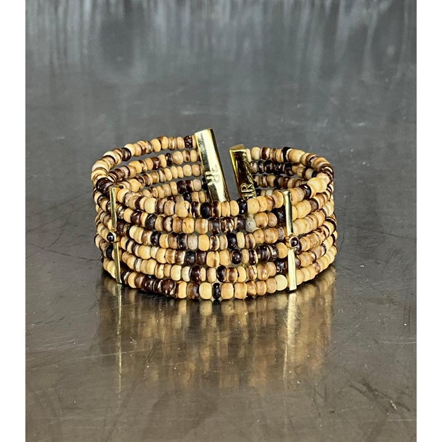 Vintage Fr Coconut Beaded Bracelet For Sale - Image 10 of 12