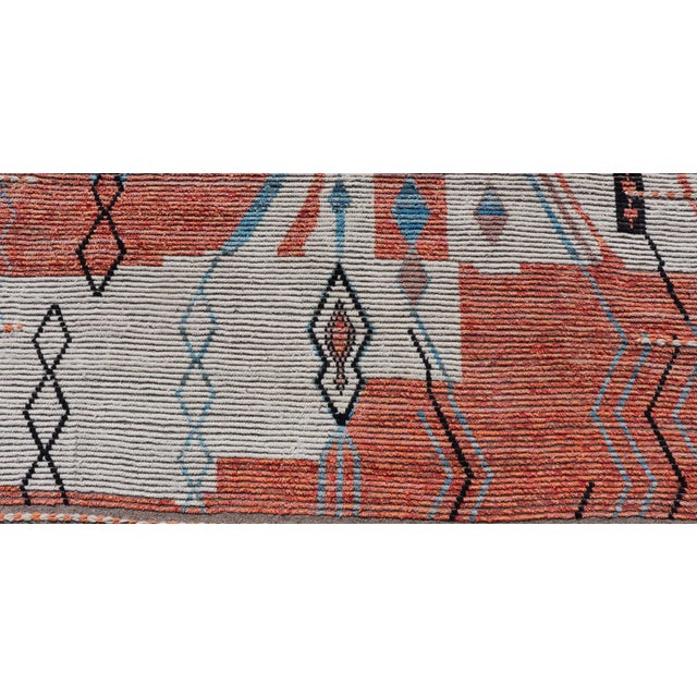 Modern Moroccan Rug With Abstract Design in Copper, Lt. Blue 8'3 X 11' For Sale - Image 10 of 12