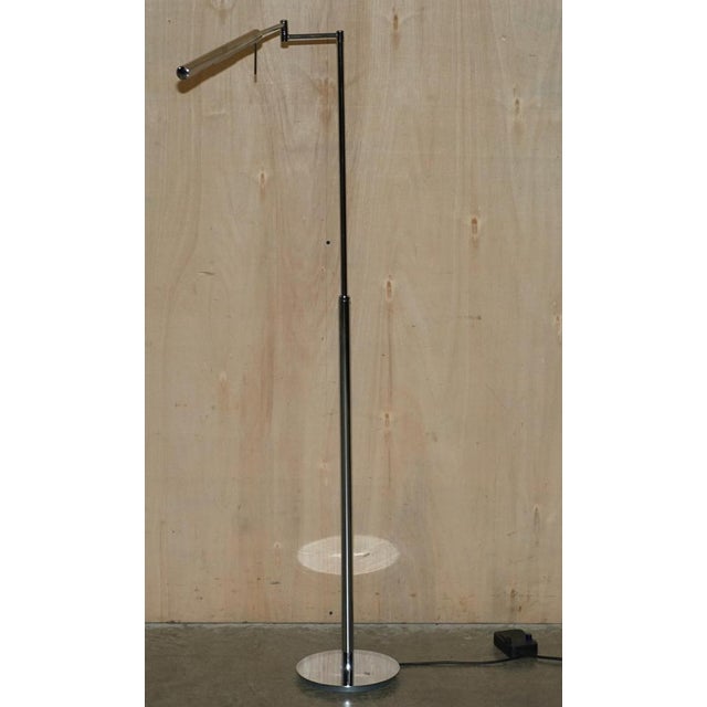 Height Adjustable Bankers Floor Lamp with Articulated Arm in Chrome For Sale - Image 10 of 15