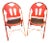 Pair 1920s-30s Rastetter Solid Kumfort Folding Chairs-Art Deco-Antique-Red Wood For Sale