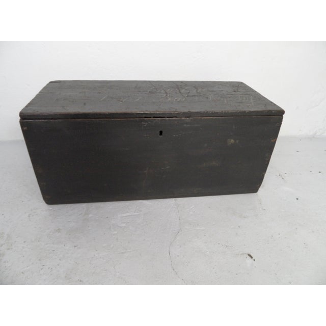 Wood Antique Chest with Inscription, 1890s For Sale - Image 7 of 10