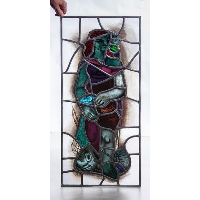 Mid-Century Modernist Stained Glass Panels by Pieter Wiegersma, 1940s–1950s exceptional stained glass panels designed by...