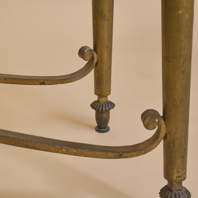 Early 20th Century French Bronze + Travertine Console From A Historic Parisian Hotel For Sale - Image 10 of 12