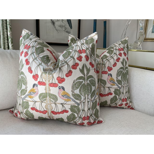 Designer Pillow Bundle in GP & Baker "Birds & Cherries" and Lisa Fine "Baroda" - Set of 4 For Sale - Image 4 of 4