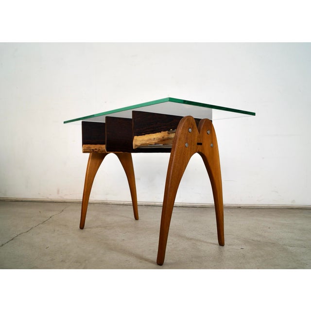 Mid-Century Modern Mid-Century Modern Style Hand Crafted Walnut & Rosewood Side Table For Sale - Image 3 of 12