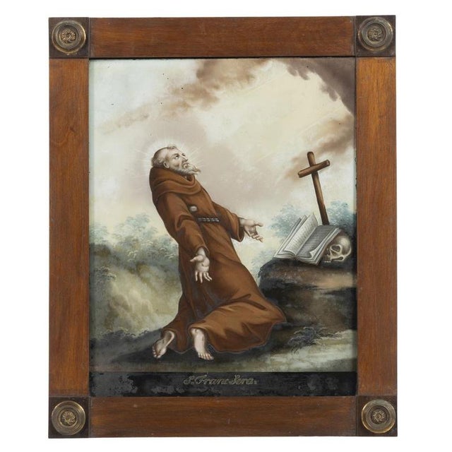 Saint Francis of Assisi, 18th Century, Painting on Glass For Sale - Image 6 of 6