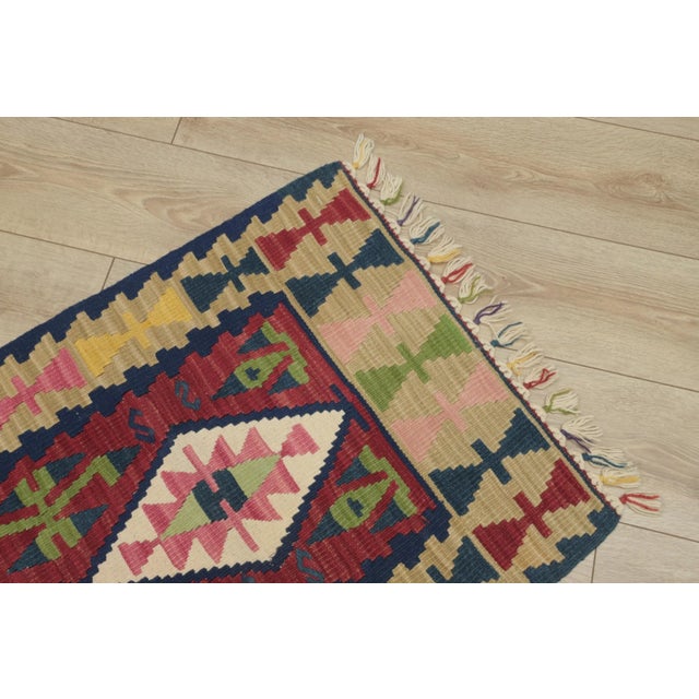 Textile 1970s Turkish Tribal Style Handmade Oushak Kilim Runner Rug For Sale - Image 7 of 13