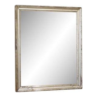 Antique Small Minimalist Silver Mirror For Sale