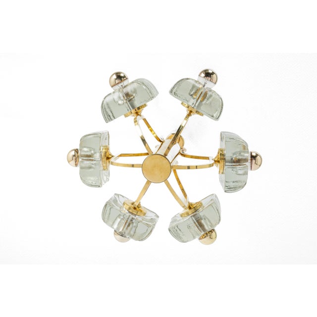 Large Brass and Crystal Glass Pendant by Sische, Germany, 1970s For Sale - Image 4 of 11