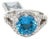 Mid 20th Century 18k White Gold Blue Topaz Solitaire Ring w/Diamonds IGI Certified Size 8 For Sale