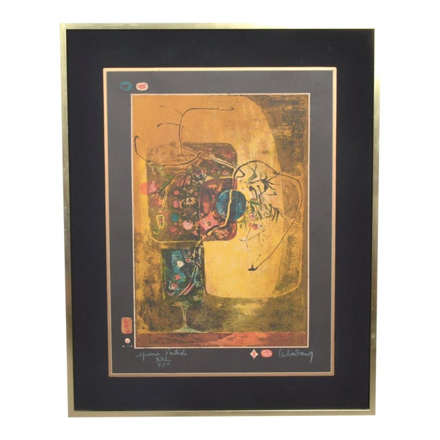 Modern Vietnamese French Still Life Original Color Lithograph by Hoi Lebadang For Sale