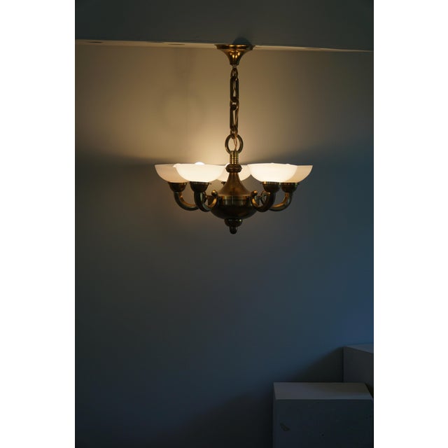 Danish Modern Art Deco Chandelier in Glass & Brass, 1940s For Sale - Image 15 of 18