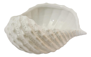 Italian Bassano White Ceramic Conch Shell Bowl – Decorative Planter or Serving Dish
