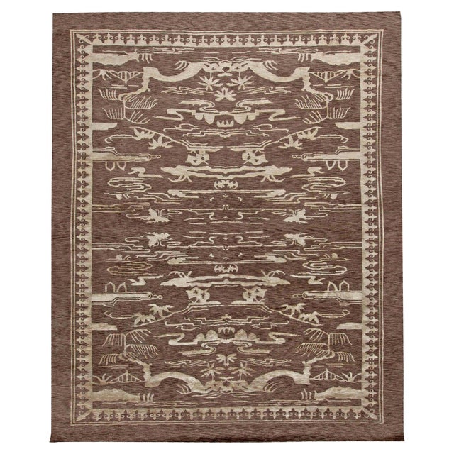 Contemporary Floral Design Handmade Wool Rug by Doris Leslie Blau For Sale
