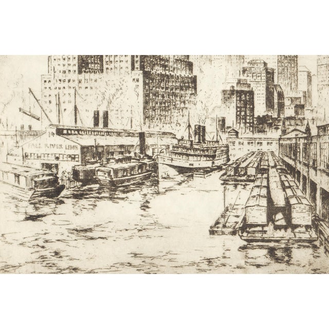 Anton Schutz "Three Giants" (Barclay–Vesey, Woolworth, Transportation Buildings) 1939 Etching by Anton Schutz For Sale - Image 4 of 7