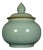 Celadon-Green Glazed Porcelain Lidded Jar With Crackle Glaze & Teardrop Finial For Sale