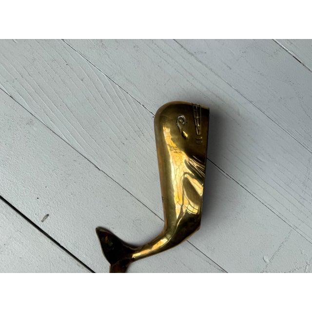 Vintage Solid Brass Nautical Whale Paperweight Sculpture For Sale - Image 11 of 11