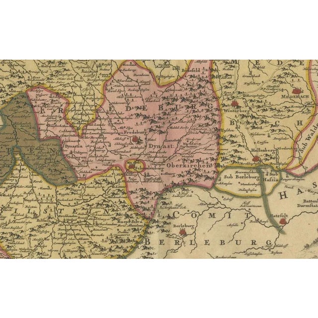 Hand-Colored Map of Westphalia Copper by Ottens, 1720 For Sale - Image 6 of 11