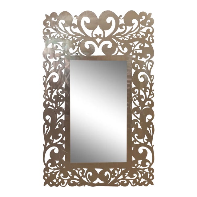 Vintage 1980s Laser Cut Steel Mirror For Sale