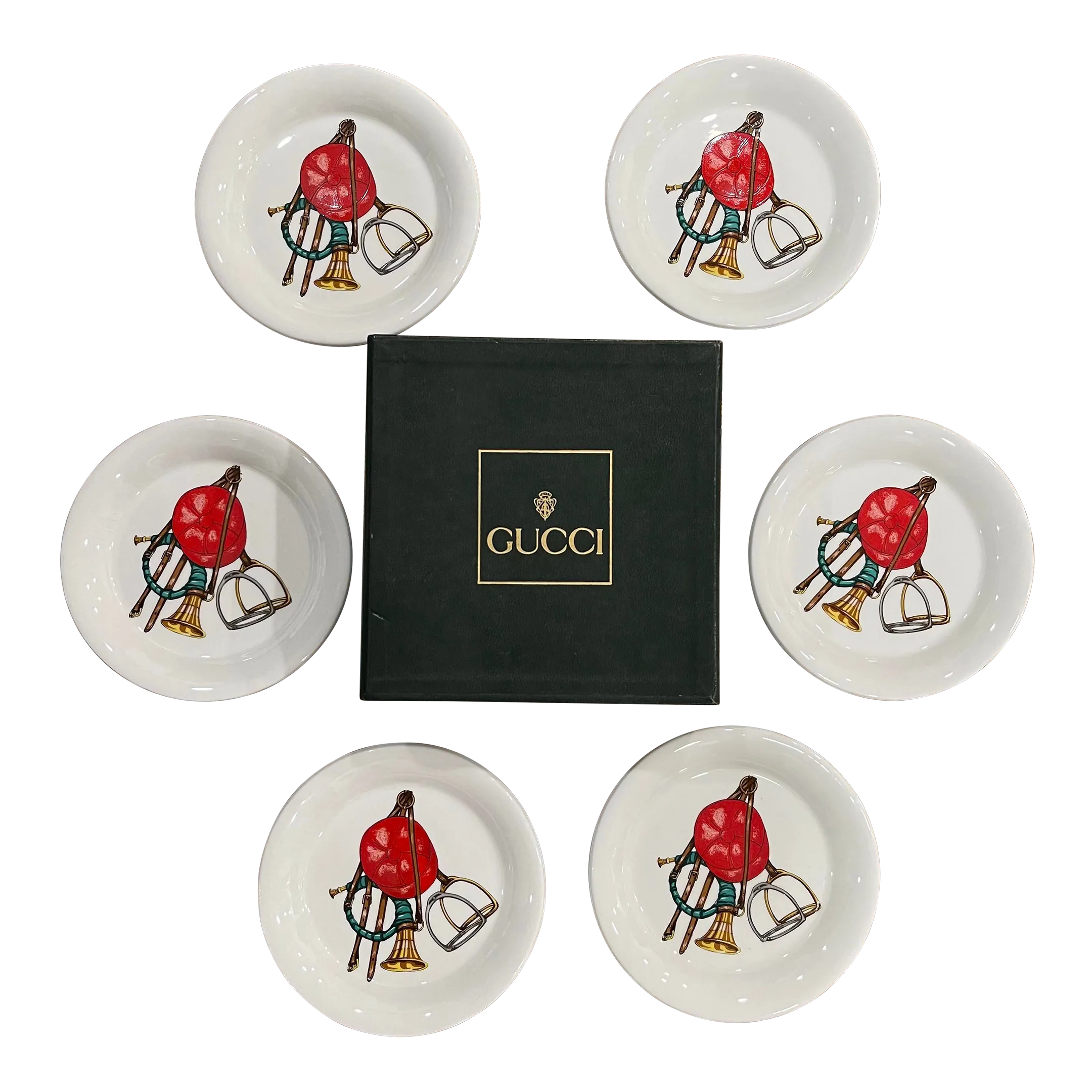 Gucci Set/6 Equestrian Themed Coaster,dish | Chairish