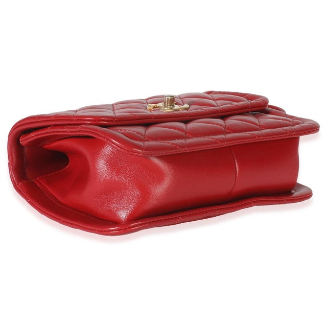 Red Quilted Puffy Calfskin Small Twist Your Buttons Flap Bag For Sale In New York - Image 6 of 10