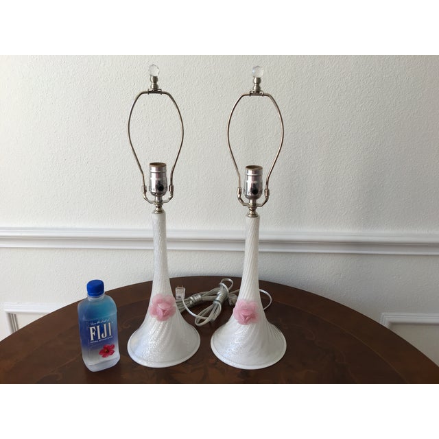 1950s Murano Glass Trumpet Lamps - a Pair For Sale - Image 9 of 9